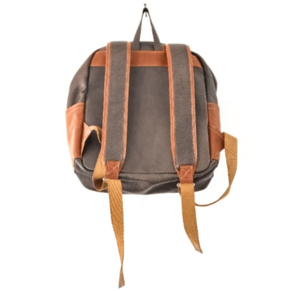 Leather Backpack Grand Prix Model- Bicolor, Gray with light brown